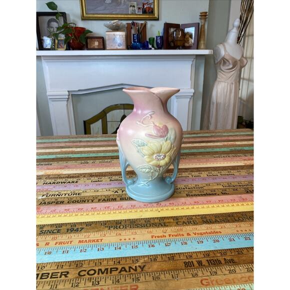 Vtg HULL ART POTTERY 8-1/2 MAGNOLIA Double Handle VASE NUMBER 2 Art Deco Nouveau - Picture 6 of 10